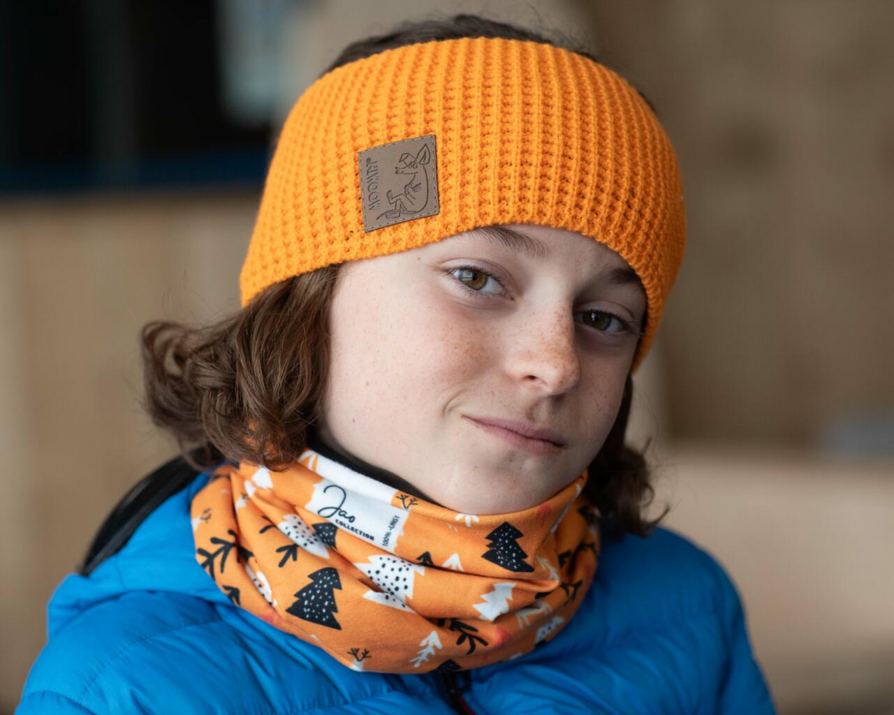 Bandeau large tricoté mixte doublé micropolaire FUSCHIA – Image 3