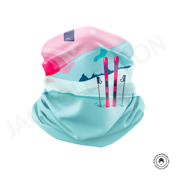 Bandeau technique/thermique enfant rose bleu LET'S SKIING – Image 4