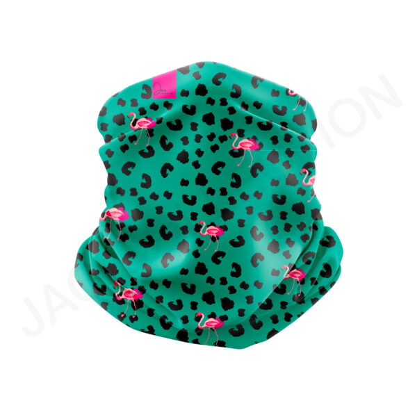 Tour de cou léger  enfant FLAMANT LEOPARD 100% Eco Responsable multifonctionnel ultra doux