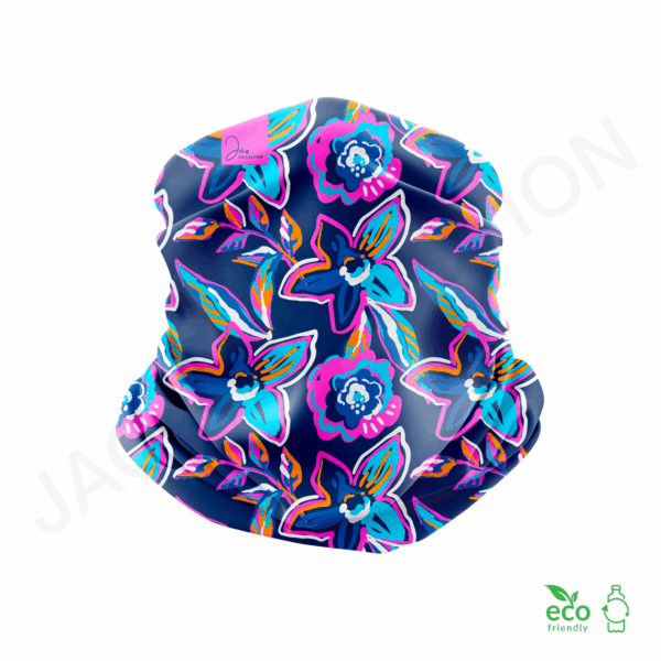 Bandeau 100% polaire recyclée FLEURS ABSTRAITES ultra doux – Image 2