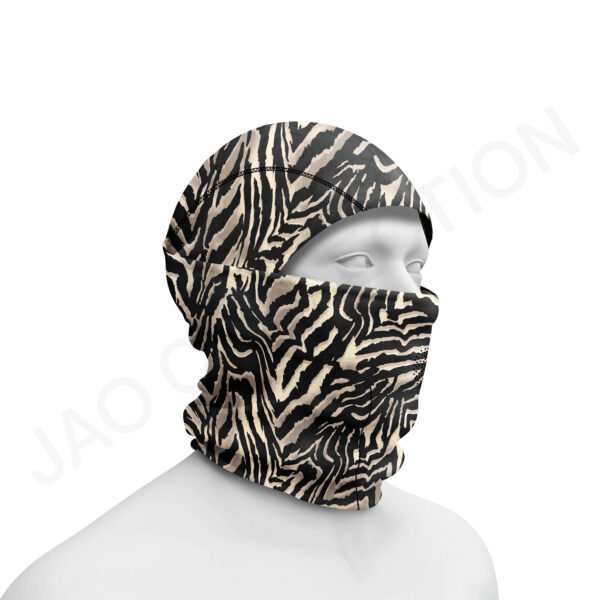 Cagoule balaclava 2 en 1 respirante multi-positions ZEBRE BEIGE NOIR