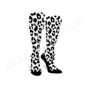 Chaussette de ski et/ou Après-Ski mixte LEOPARD NOIR ET BLANC