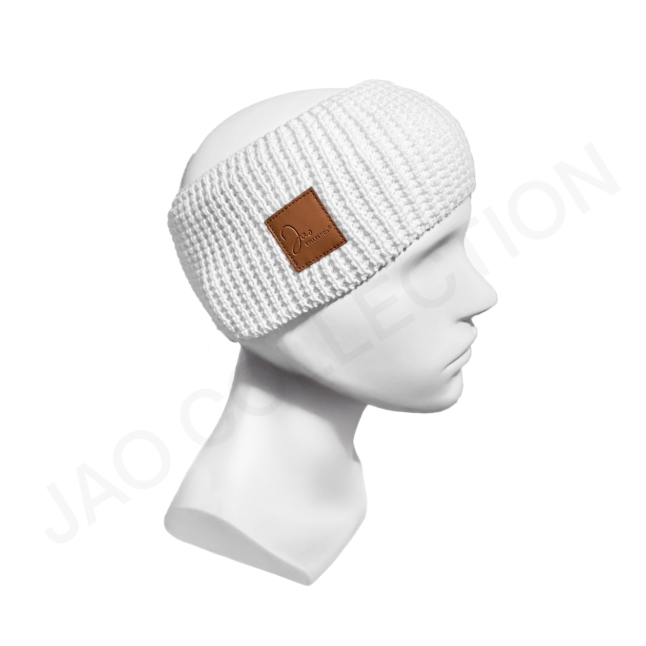 Bandeau large tricoté mixte doublé micropolaire BLANC