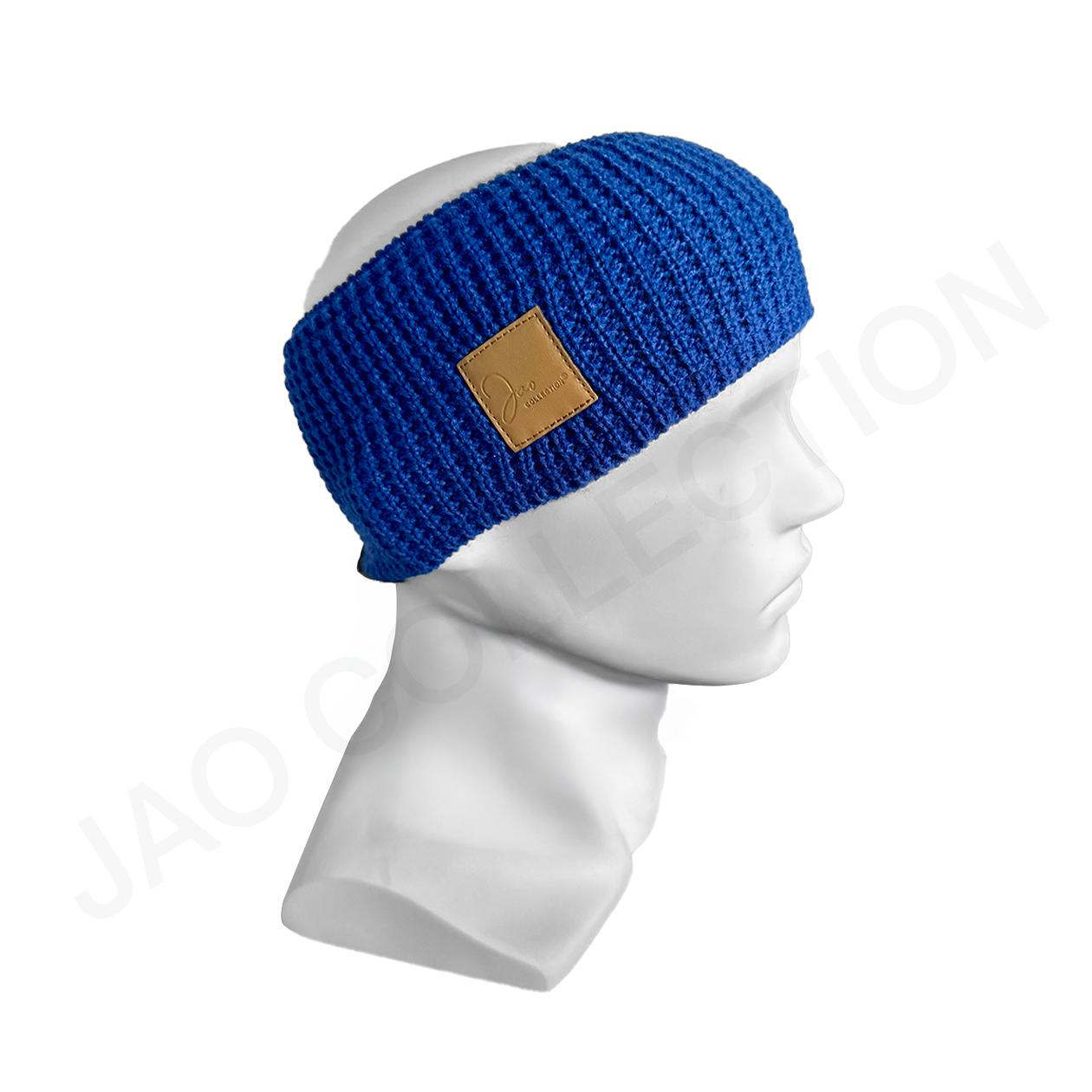 Bandeau large tricoté mixte doublé micropolaire BLEU ROI