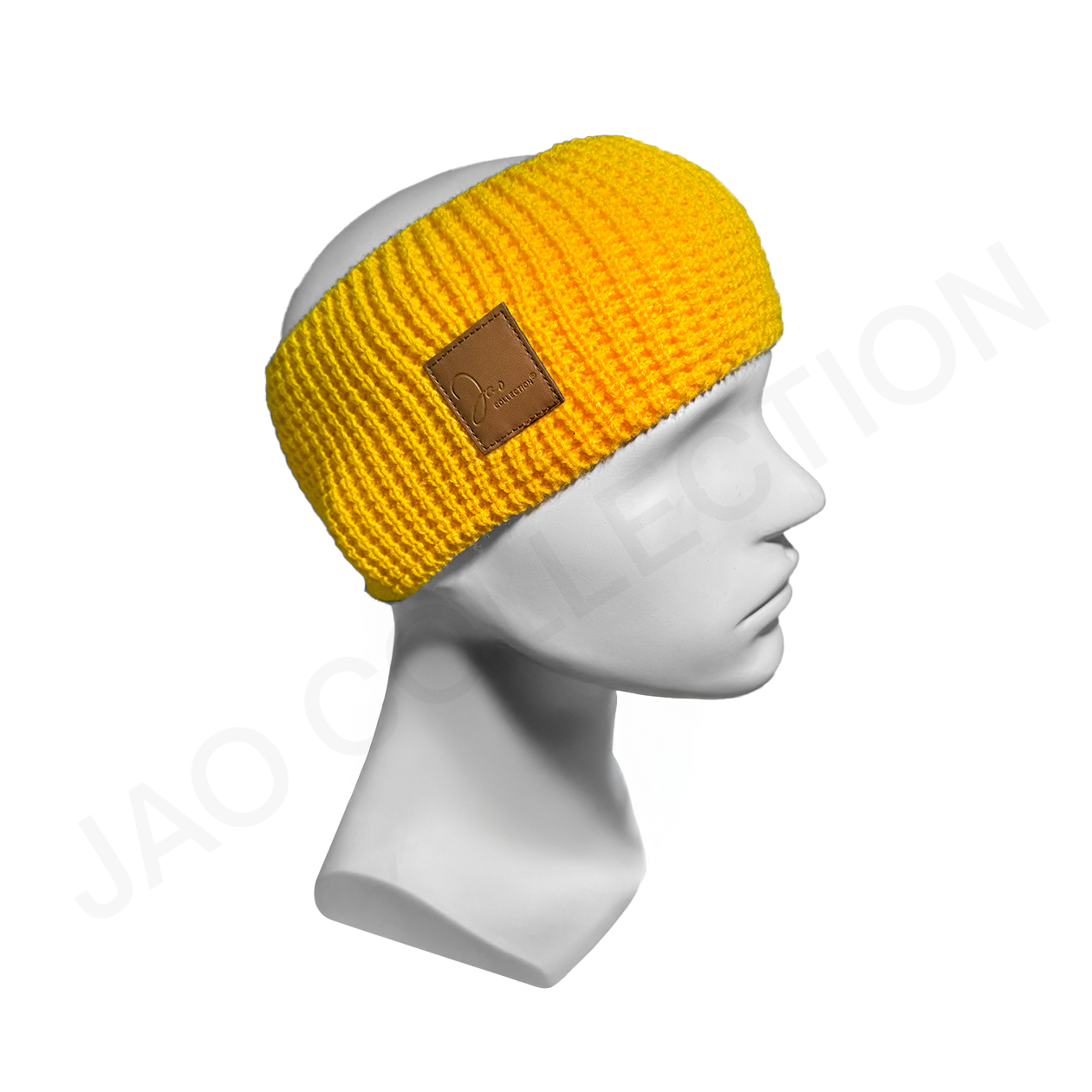 Bandeau large tricoté mixte doublé micropolaire JAUNE