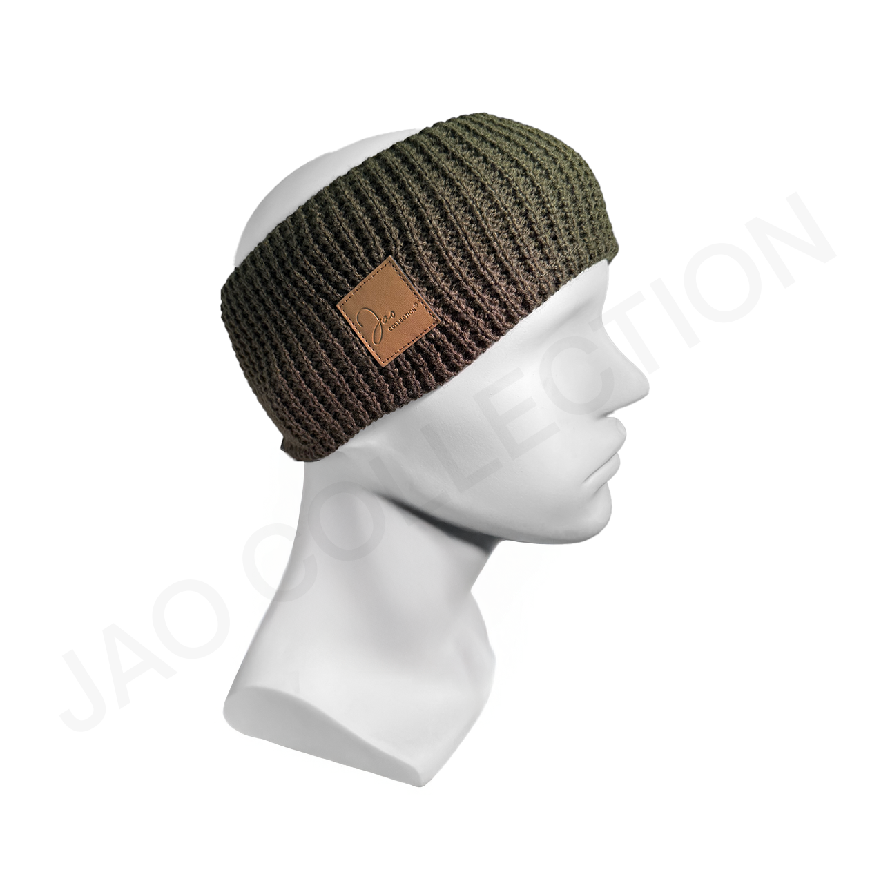 Bandeau large tricoté mixte doublé micropolaire KAKI