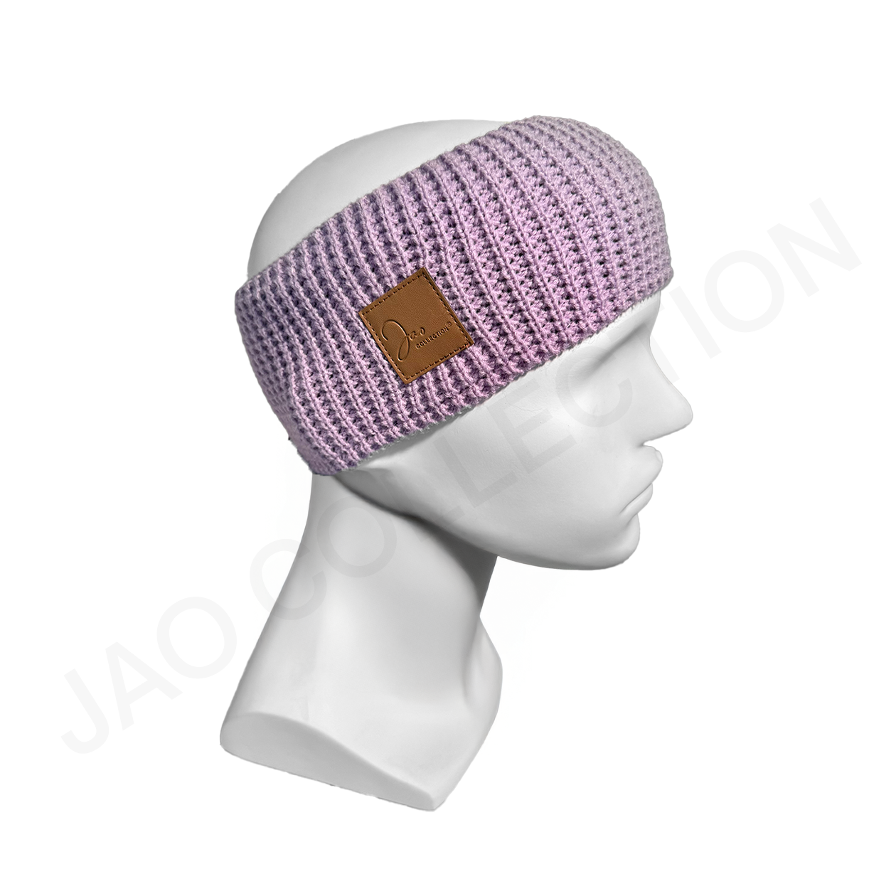 Bandeau large tricoté mixte doublé micropolaire MAUVE