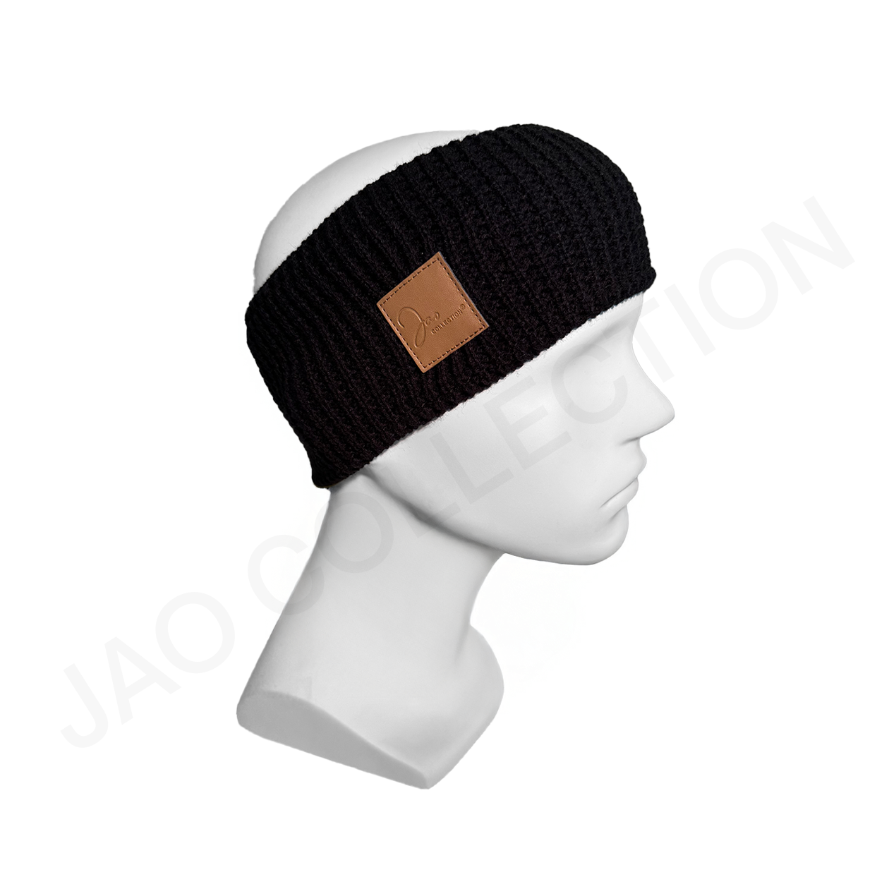 Bandeau large tricoté mixte doublé micropolaire NOIR